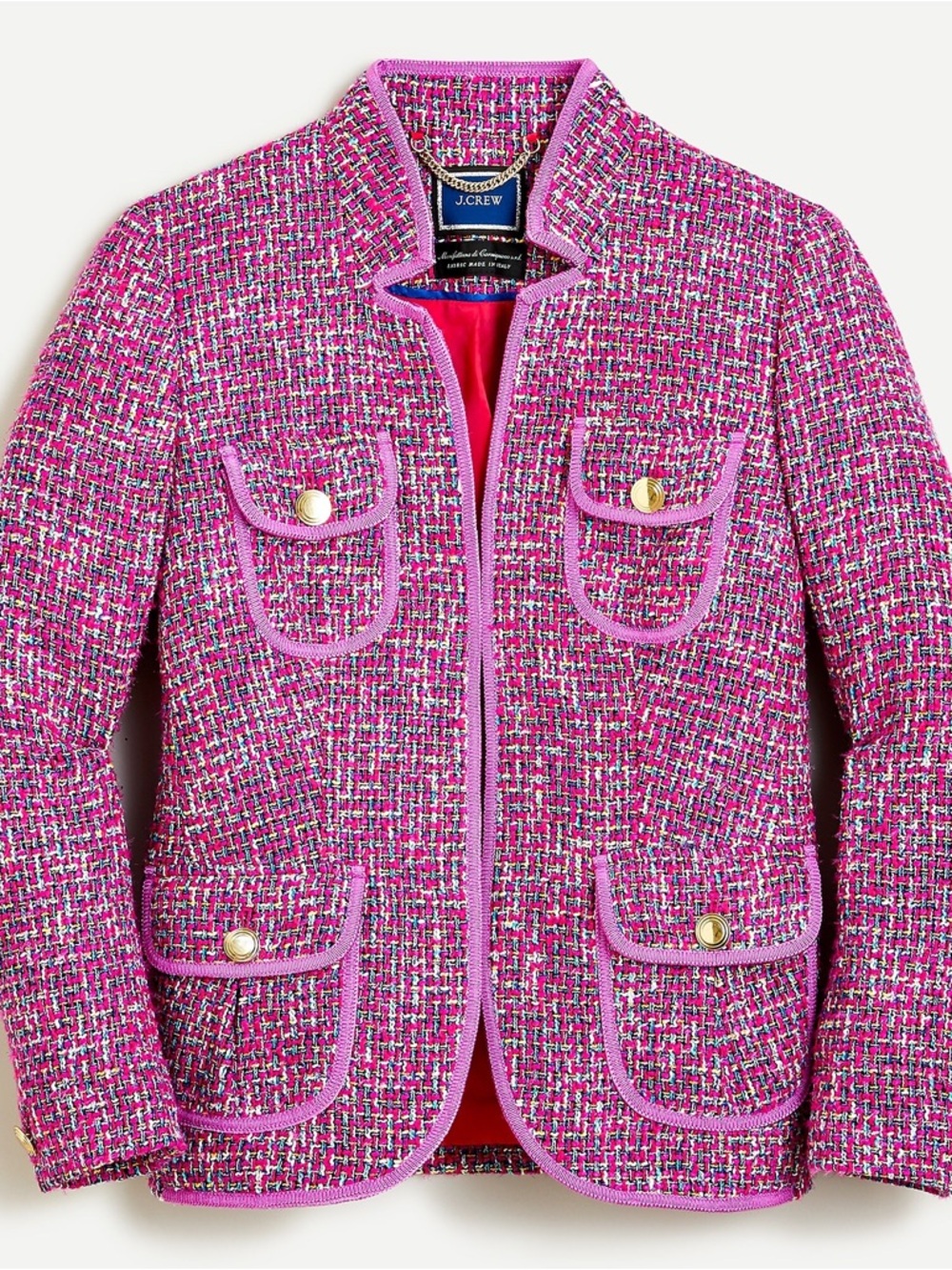 J. Crew Women’s Autumn Tweed Fitted Pink Blazer Made in Italy | Size 8